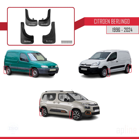 Compatible con Citroen Berlingo 1996 Guardabarros Vehículo Juego Delantero Trasero 4 Piezas Negro