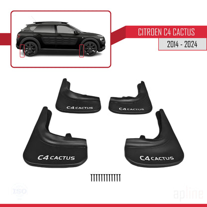 Passend für Citroën C4 Cactus (2014–2021), Set mit 4 Schmutzfängern für vorne und hinten, schwarz