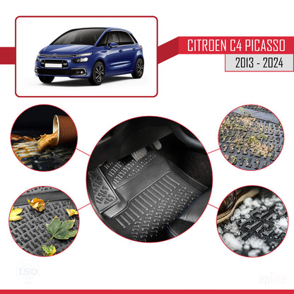 Passend für Citroen C4 Picasso 2 2013-2022 4D Schwarze Automatten