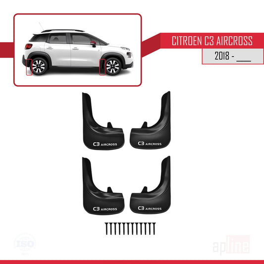 Compatible con Citroen C3 Aircross (A88) 2018-2024 Guardabarros Vehículo Juego Delantero Trasero 4 Piezas Negro