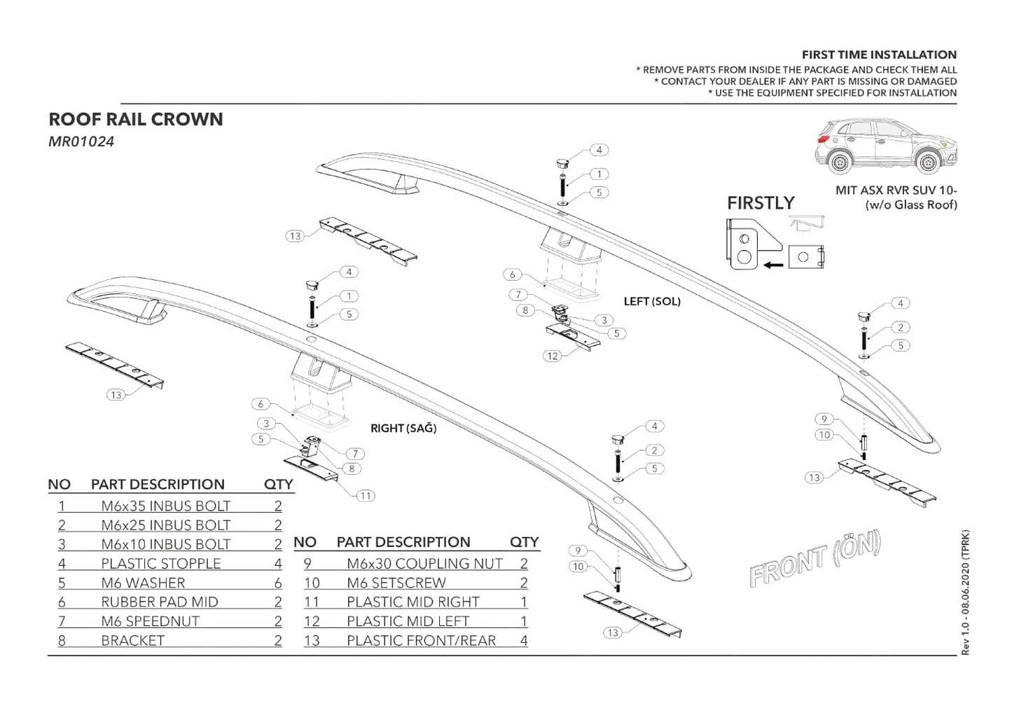 Compatible avec Mitsubishi RVR 2010-2023 (Empattement Court L1/H1) Rails de Toit Porte-bagages sur le Toit Noir