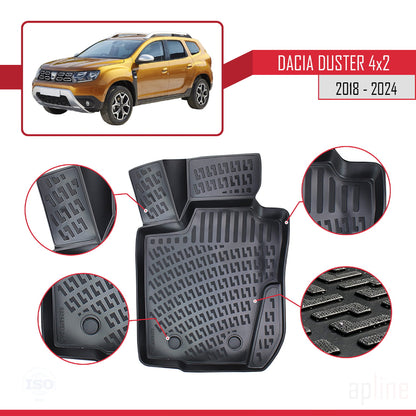 Tappetini auto compatibili con Dacia Duster 2 (HM) (4X2) 2018-2024 4D neri