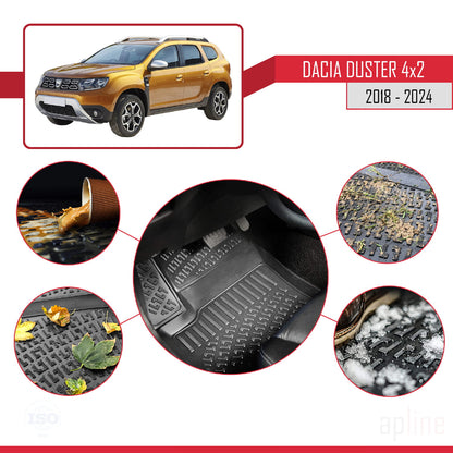 Tappetini auto compatibili con Dacia Duster 2 (HM) (4X2) 2018-2024 4D neri