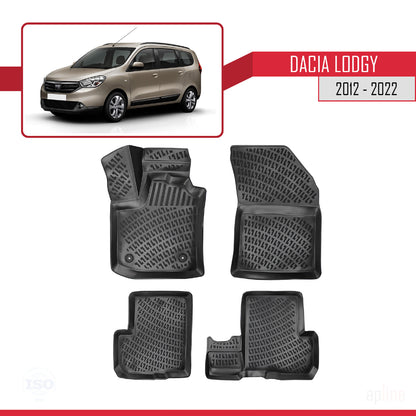 Compatibile con Dacia Lodgy (J92) 2012-2022-2024 Tappetini auto neri 4D