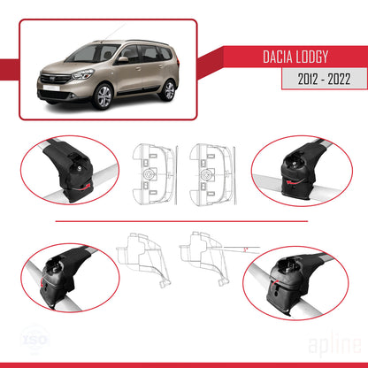 Compatibile con Dacia Lodgy (J92) 2012-2022 ACE-2 Barre portatutto per auto Portapacchi in alluminio grigio 2 barre