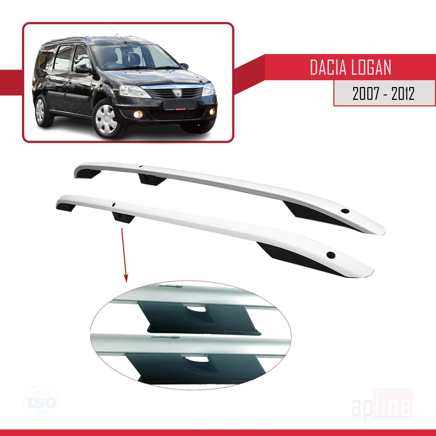 Compatible avec Dacia Logan 2 MCV (K52) 2007-2012 (Empattement Court L1/H1) Rails de Toit Porte-bagages sur le Toit Gris