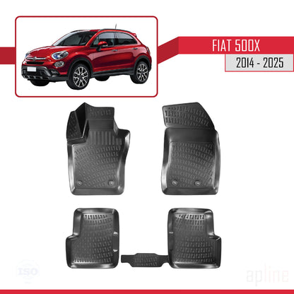 Compatibile con tappetini auto Fiat 500X 2014-2025 4D neri
