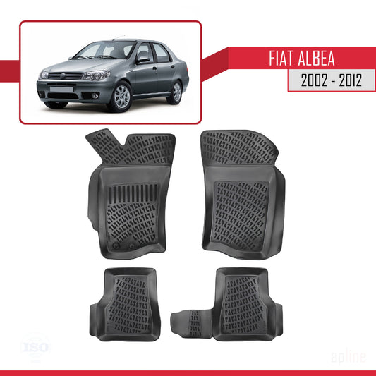 Compatible con Fiat Albea 2002-2012 4D Alfombrillas de Goma Negro