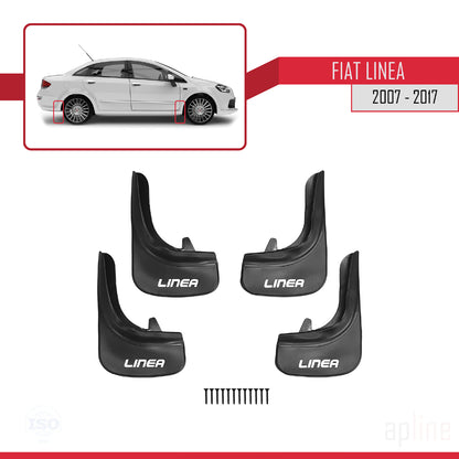 Passend für Fiat Linea (323) 2007–2016, Satz mit 4 Schmutzfängern für vorne und hinten, schwarz