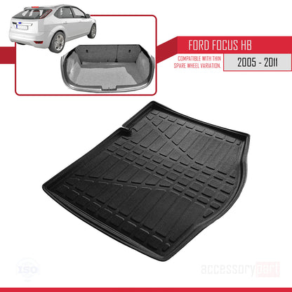 Tapis de Coffre pour Ford Focus 2 Hayon 2005-2011 NOIR