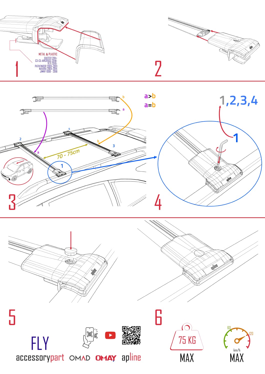 Compatible con Peugeot Partner 3 2019-2022 FLY Model Barras de Techo Auto Portaequipajes Barras Transversales Gris Aluminio 2 Barras