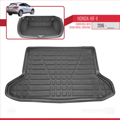 Compatible with Honda HR-V 2 2015-2021 Flexible Trunk Mats Cargo Liner Black