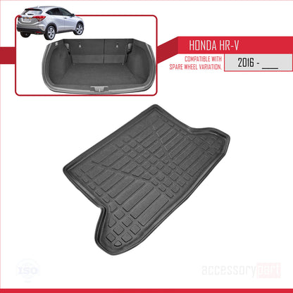 Compatible with Honda HR-V 2 2015-2021 Flexible Trunk Mats Cargo Liner Black