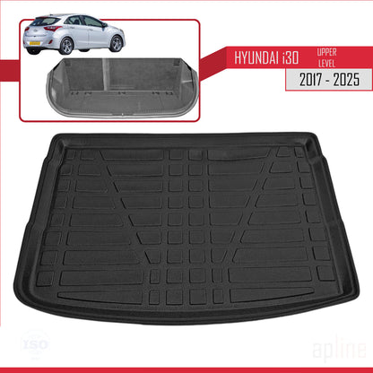 Compatible avec Hyundai i30 3 (PD) 2017-2025 Flexible Tapis de Coffre Plancher de Chargement Supérieur Noir