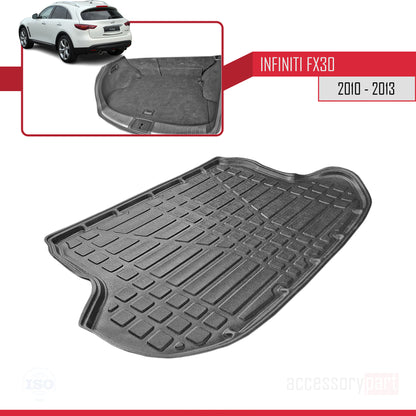 Compatible with Infiniti FX30d 2010-2013 Flexible Trunk Mats Cargo Liner Black