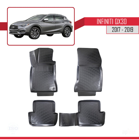 Compatible con Infiniti QX30 (H15) 2017-2019 4D Alfombrillas de Goma Negro