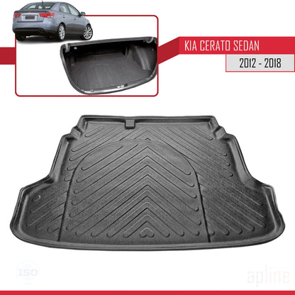 Compatible con Kia Cerato 2012-2018 Flexible Tronco Alfombra De Carga Piso de Carga Bandeja Maletero Trasero Negro