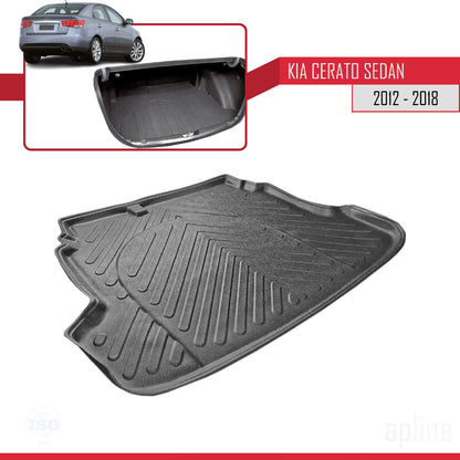 Compatible con Kia Cerato 2012-2018 Flexible Tronco Alfombra De Carga Piso de Carga Bandeja Maletero Trasero Negro