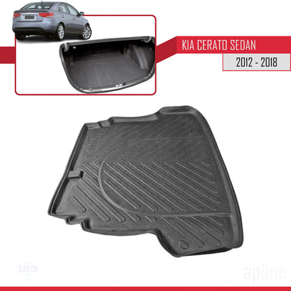 Compatible con Kia Cerato 2012-2018 Flexible Tronco Alfombra De Carga Piso de Carga Bandeja Maletero Trasero Negro