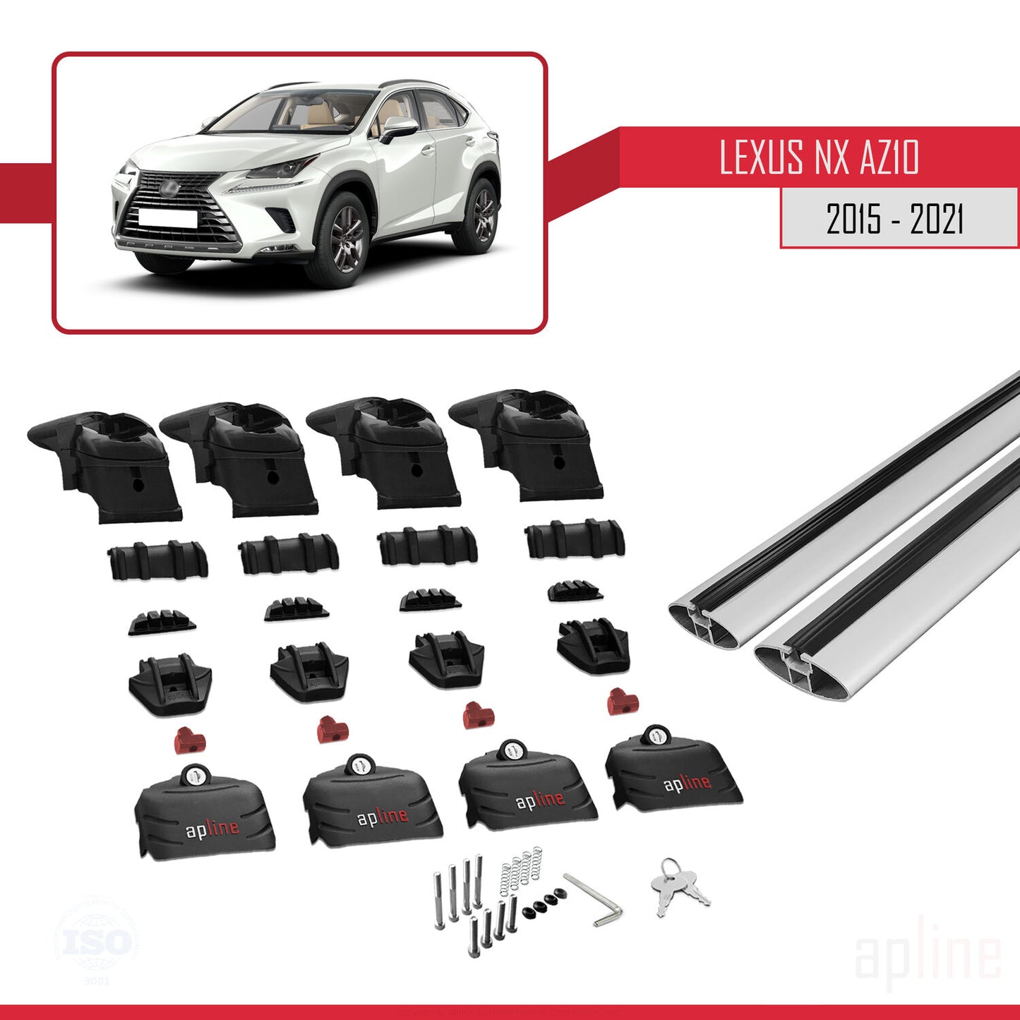 Compatible avec Lexus NX (AZ10) 2015-2021 ACE-2 Barres de Toit Railing Porte-Bagages de Voiture Gris Aluminium 2 Barres