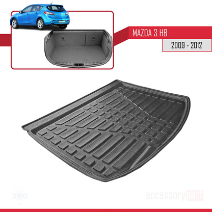 Tapis de Coffre pour Mazda Mazda 3 Hayon 2009-2012 Flexible NOIR