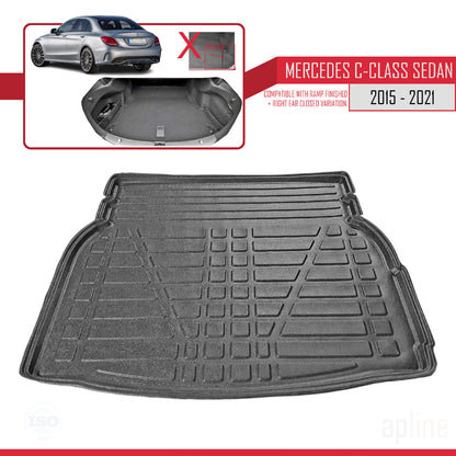 Compatible with Mercedes C Class 4 (W205) 2015-2021 Flexible Trunk Mats Cargo Liner Black