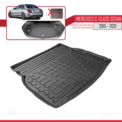 Compatible with Mercedes C Class 4 (W205) 2015-2021 Flexible Trunk Mats Cargo Liner Black