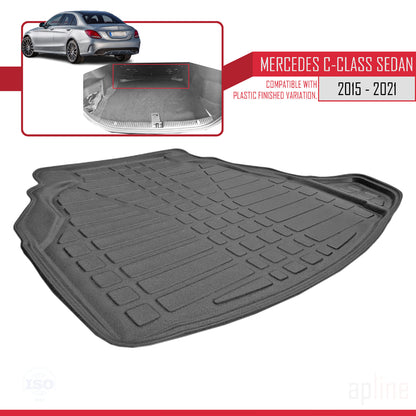 Compatible with Mercedes C Class 4 (W205) 2015-2021 Flexible Trunk Mats Cargo Liner Black