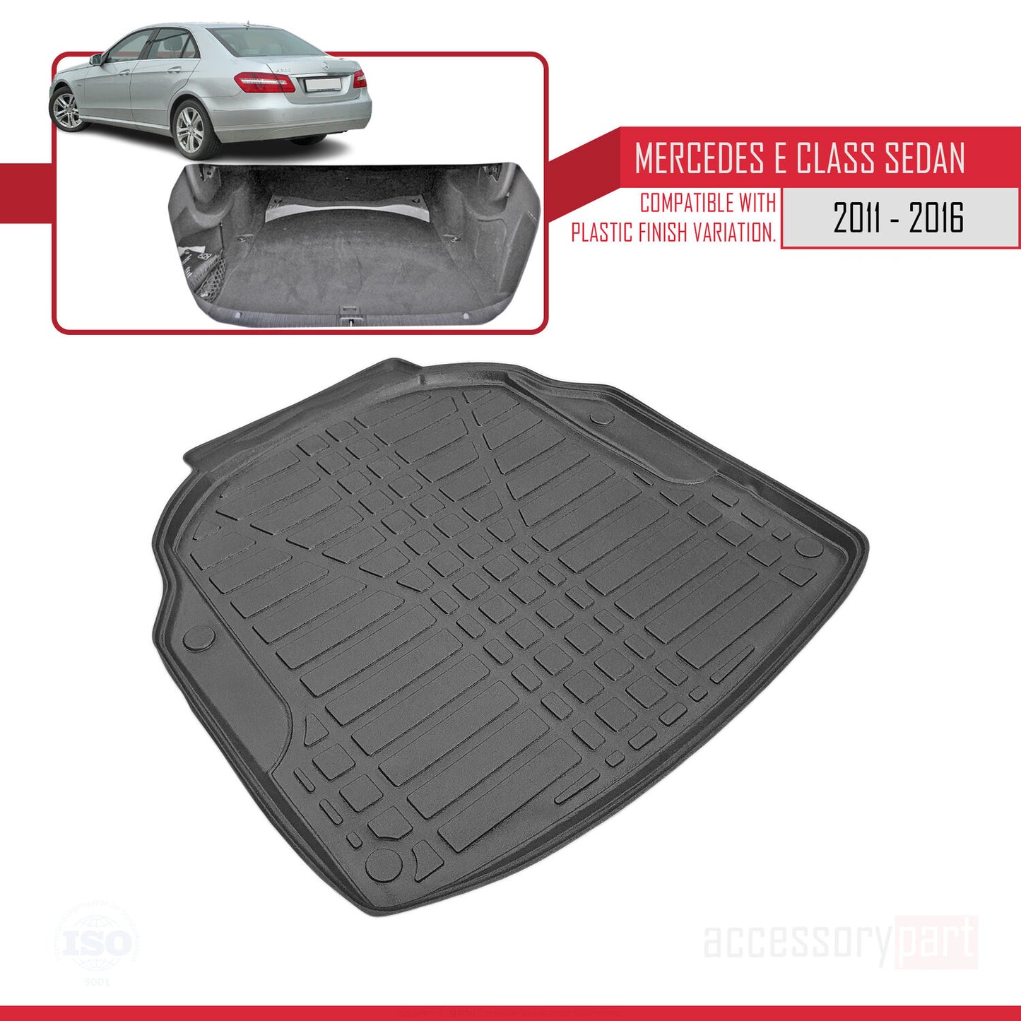 Compatible avec Mercedes Classe E 4 (W212) 2010-2015 Flexible Tapis de Coffre Plancher de Chargement Noir