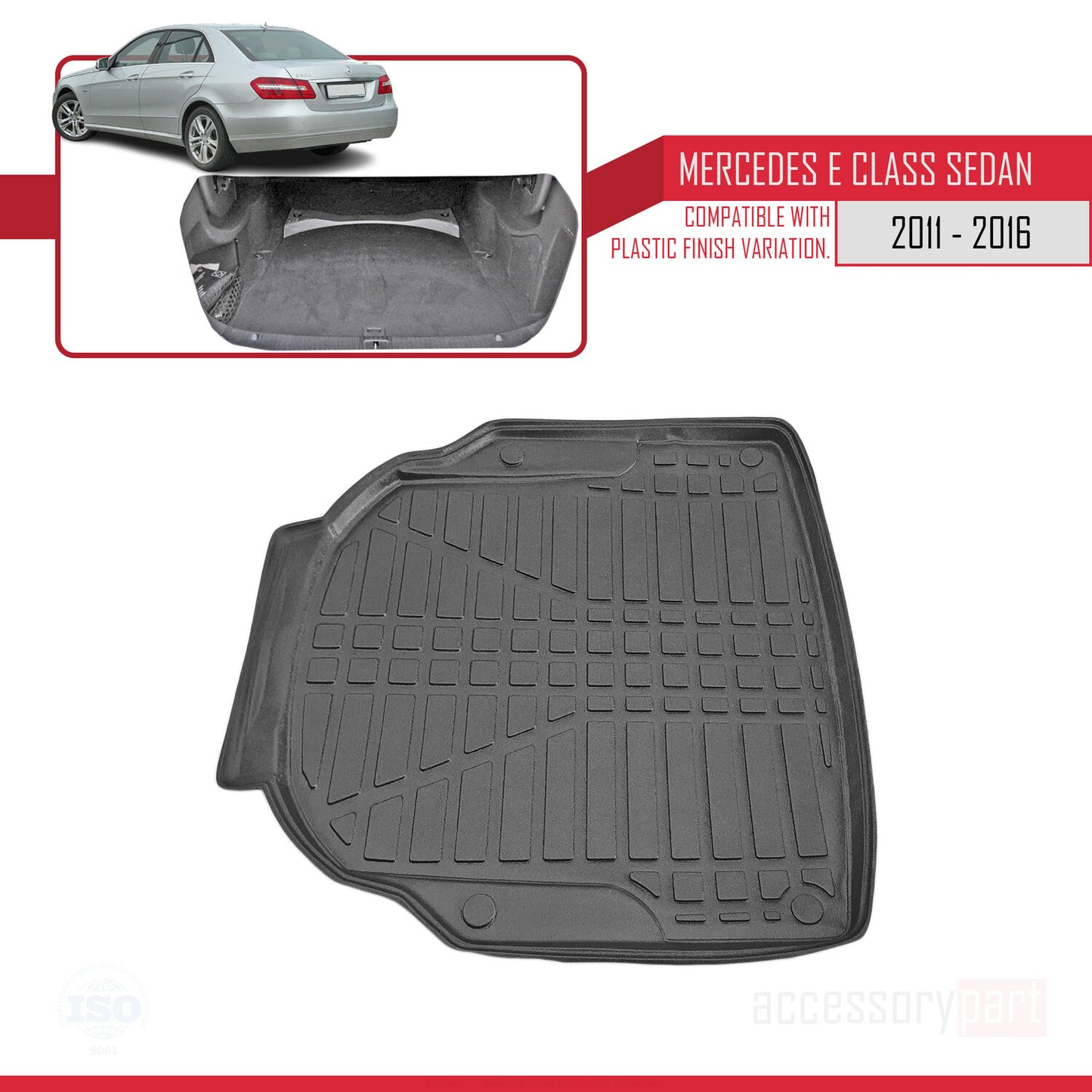 Tapis de Coffre pour Mercedes E Class (W212) Berline 2010-2015 NOIR