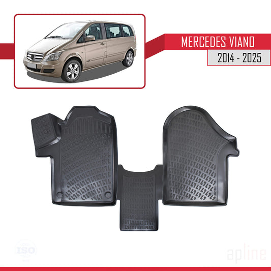 Compatible con Mercedes Viano 3 (W447) 2014-2025 4D Alfombrillas de Goma Negro