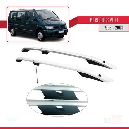 Compatible avec Mercedes Vito (W638) 1996-2003 (Empattement Court L1/H1) Rails de Toit Porte-bagages sur le Toit Gris