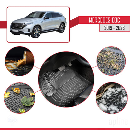 Compatible avec Mercedes EQC (N293) 2019-2023 4D Tapis de Voiture Noir