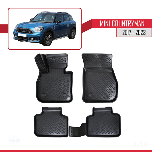 Compatible con Mini Countryman 2 (F60) 2017-2023 4D Alfombrillas de Goma Negro