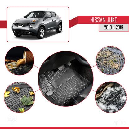 Compatible con Nissan Juke (F15) 2010-2019 4D Alfombrillas de Goma Negro