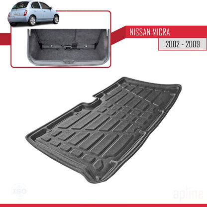 Compatible avec Nissan Micra 3 (K12) 2002-2009 Flexible Tapis de Coffre Plancher de Chargement Noir