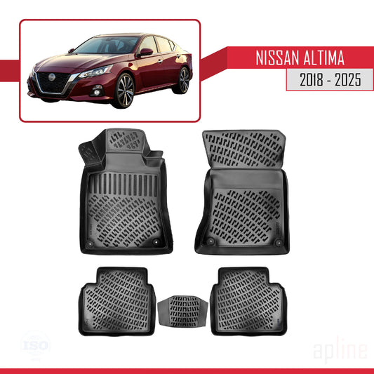 Compatible con Nissan Altima 6 (L34) 2018-2025 4D Alfombrillas de Goma Negro