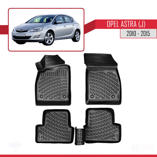 Compatible con Opel Astra J (P09) 2010-2015 4D Alfombrillas de Goma Negro