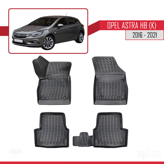 Compatible con Opel Astra K (B15) 2016-2021 4D Alfombrillas de Goma Negro