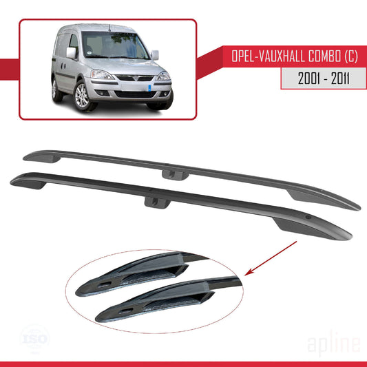Compatible con Opel Combo C 2001-2011 (Distancia entre ejes Corta L1/H1) Rieles de Techo Portaequipajes de Techo (Modelo Adhesivo) Negro