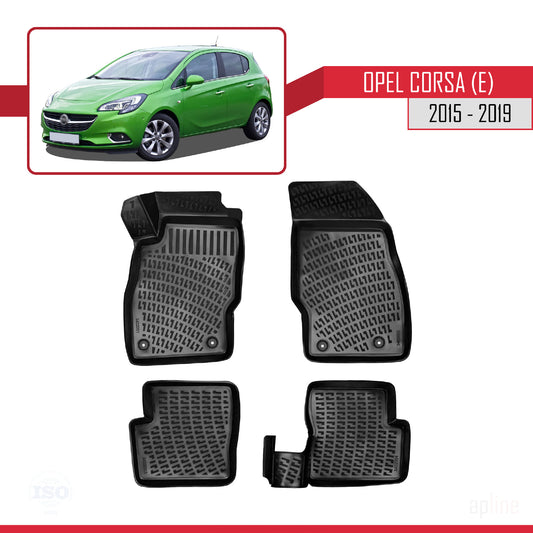 Compatible con Opel Corsa E (X15) 2015-2019 4D Alfombrillas de Goma Negro