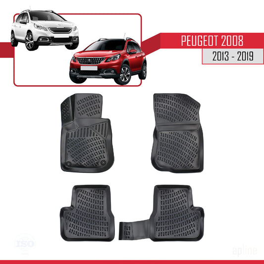 Compatible con Peugeot 2008 (A94) 2013-2019 4D Alfombrillas de Goma Negro