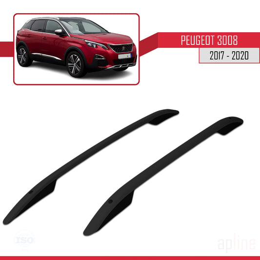 Compatible con Peugeot 3008 II (P84) Pre-Facelift 2017-2020 (Distancia entre ejes Corta L1/H1) Rieles de Techo Portaequipajes de Techo (Modelo Adhesivo) Negro