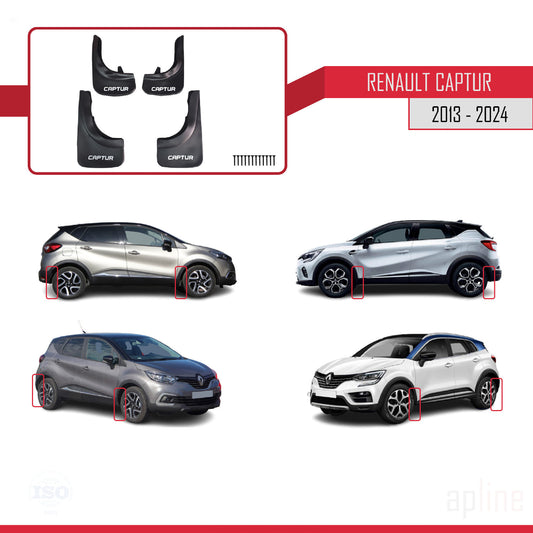 Compatible con Renault Captur (J87) 2013-2024 Guardabarros Vehículo Juego Delantero Trasero 4 Piezas Negro