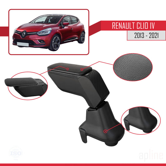 Compatible con Renault Clio 4 2013-2020 Consola Central Polipiel Apoyabrazos Negro