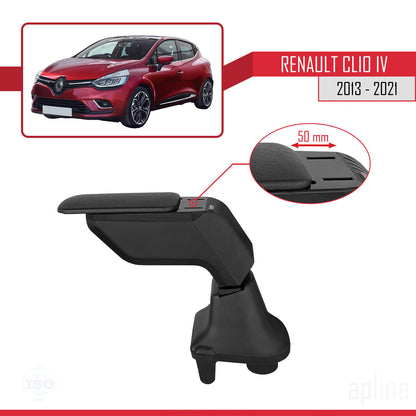 Mittelarmlehne für Renault Clio (4) 2013–2023, Ablagefach in der Mittelkonsole, schwarzes Kunstleder