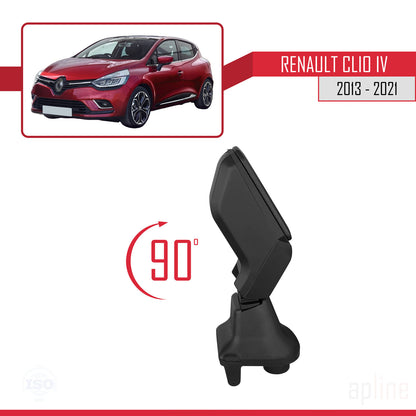 Mittelarmlehne für Renault Clio (4) 2013–2023, Ablagefach in der Mittelkonsole, schwarzes Kunstleder