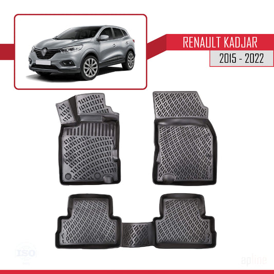 Compatible con Renault Kadjar 2015-2022 4D Alfombrillas de Goma Negro