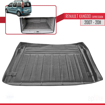 Compatible avec Renault Kangoo 2 (X61) Multix Expression 2007-2011 Flexible Tapis de Coffre Plancher de Chargement Noir