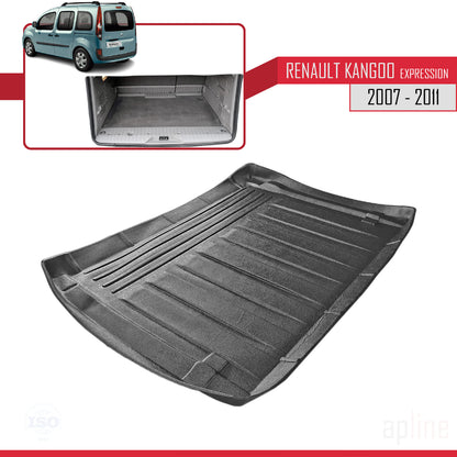 Compatible avec Renault Kangoo 2 (X61) Multix Expression 2007-2011 Flexible Tapis de Coffre Plancher de Chargement Noir
